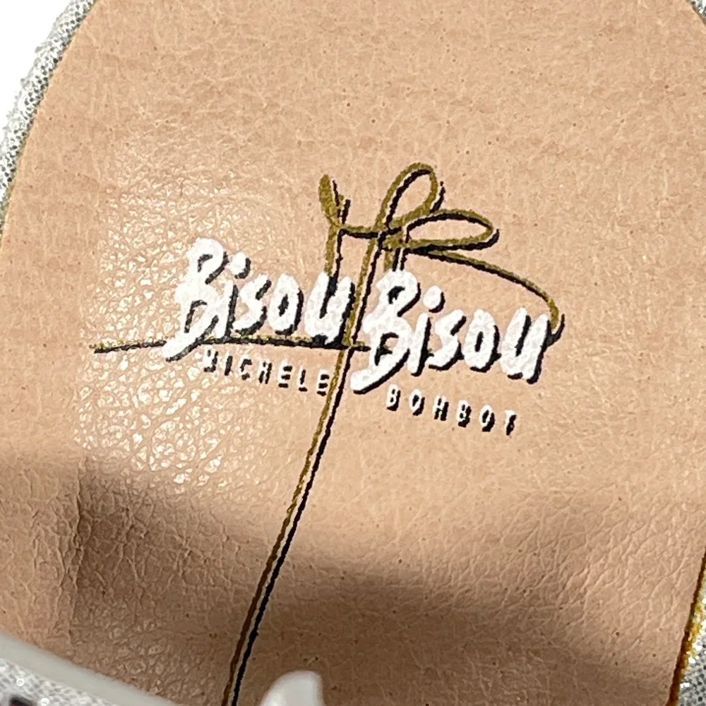 Bisou Bisou Michele Bohbot Silver‎ Rhinestone Platform Sandals Square Toe Sz 10